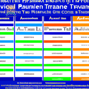 An image of a table with columns comparing annual travel insurance plans, including prices, coverage, and benefits